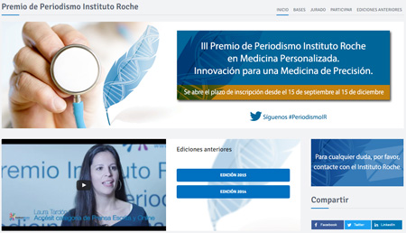  Convocada la III Edición del Premio de Periodismo Instituto Roche en Medicina Personalizada y de Precisión